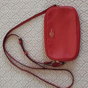 Red leather Coach purse